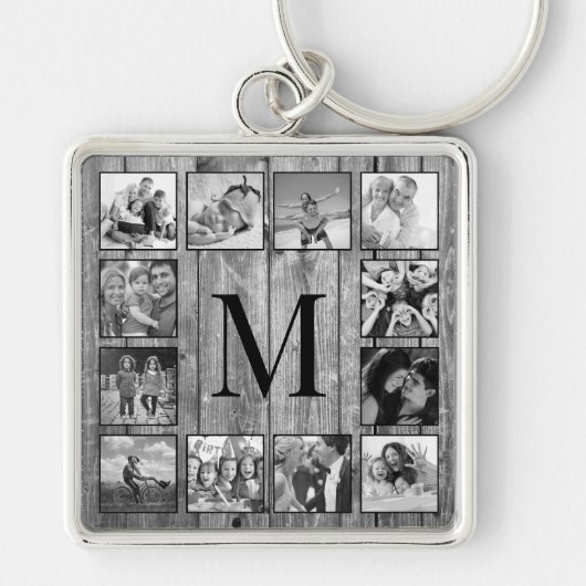 Creëer Uw aangepaste fotocollage Rustic Farmhouse Sleutelhanger (Voorkant)