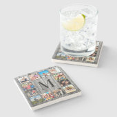 Creëer Uw aangepaste fotocollage Rustic Farmhouse Stenen Onderzetter (Zijkant)