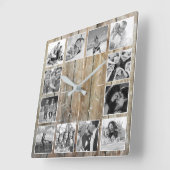 Creëer Uw aangepaste fotocollage Rustic Farmhouse Vierkante Klok (Hoek)