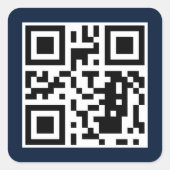 Creëer Uw aangepaste QR-code Elegant Navy Blue Vierkante Sticker (Voorkant)