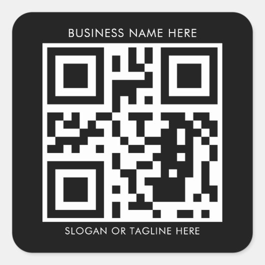 Creëer Uw aangepaste QR-code met bedrijfsnaam Vierkante Sticker (Voorkant)