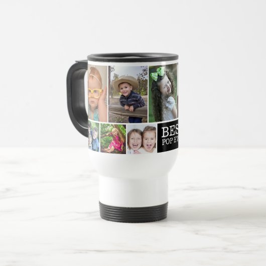 Creëer Uw eigen 10 Foto Collage Beste POP ooit Reisbeker (Voorkant links)