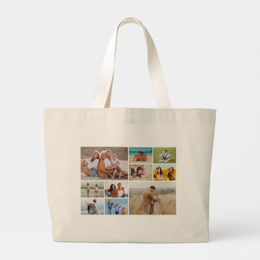 Creëer Uw eigen 10 fotocollage Grote Tote Bag (Achterkant)