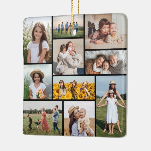 Creëer Uw eigen 10 fotocollage Keramisch Ornament (Links)