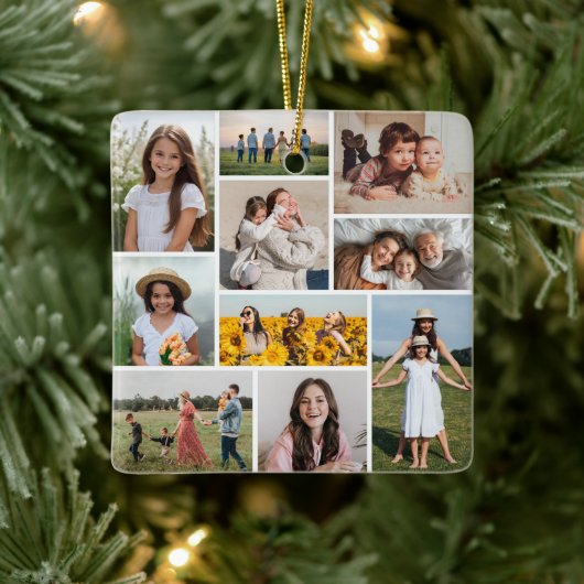 Creëer Uw eigen 10 fotocollage Keramisch Ornament (Boom)