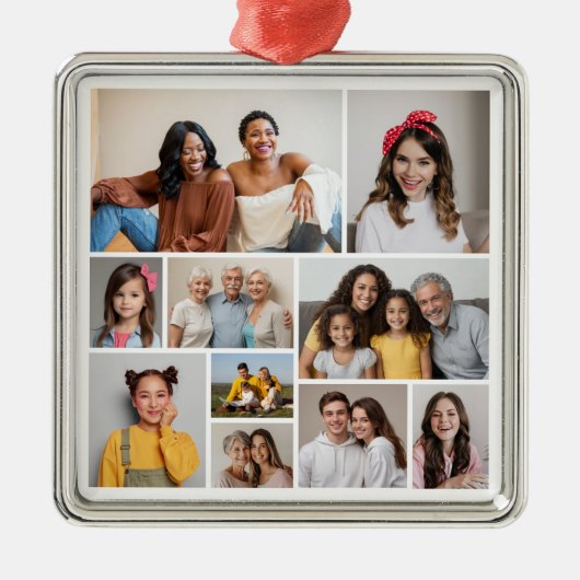 Creëer Uw eigen 10 fotocollage Metalen Ornament (Voorkant)