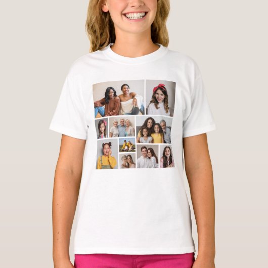 Creëer Uw eigen 10 fotocollage T-shirt (Voorkant)