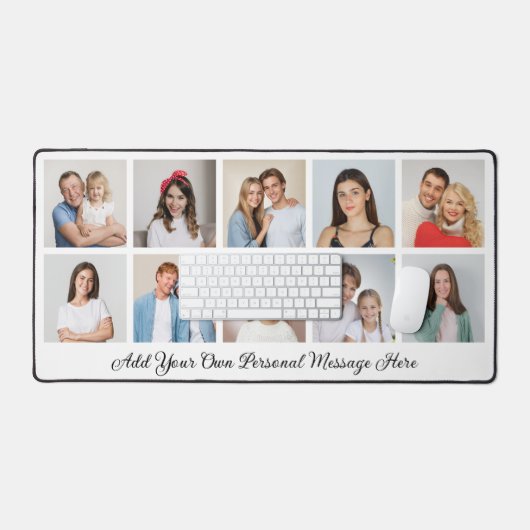 Creëer Uw eigen 10 fotocollage Uw groet toevoegen Bureaumat (Keyboard & Muis)