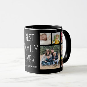 Creëer Uw eigen 12 foto Beste familie ooit Zwart Mok