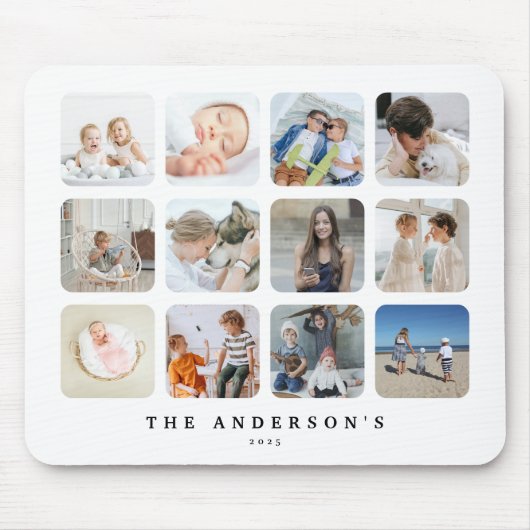 Creëer uw eigen 12 foto collage modern muismat (Voorkant)