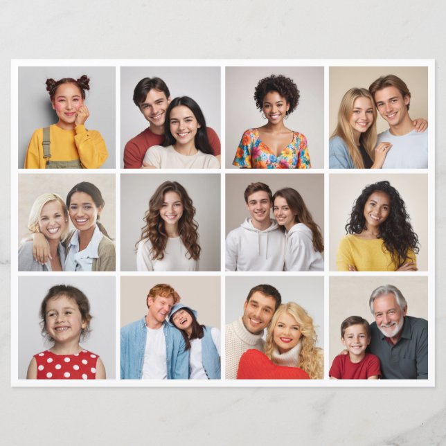 Creëer uw eigen 12 foto collage papier blad (Voorkant)