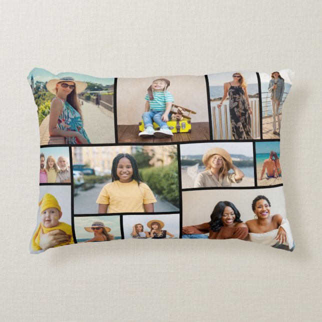 Creëer Uw eigen 12 fotocollage Accent Kussen (Voorkant)