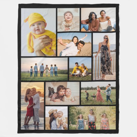 Creëer Uw eigen 12 fotocollage Fleece Deken (Voorkant)