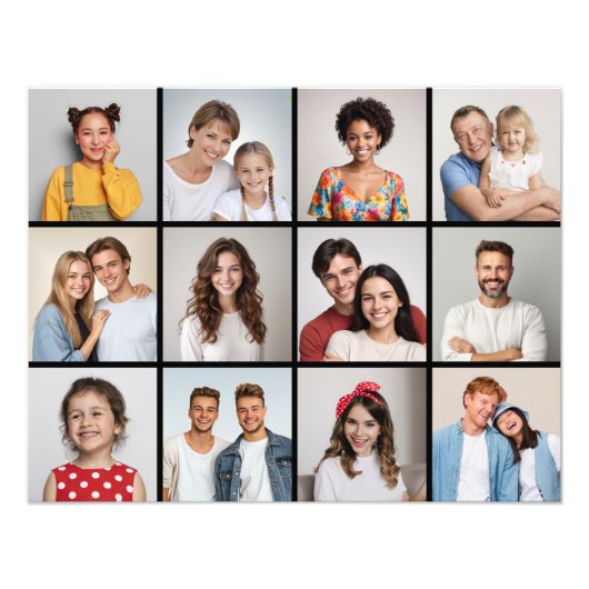 Creëer Uw eigen 12 Fotocollage Fotouitbreiding Foto Afdruk (Voorkant)