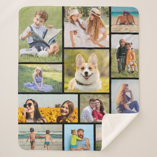 Creëer Uw eigen 12 fotocollage Sherpa Deken (Voorkant)