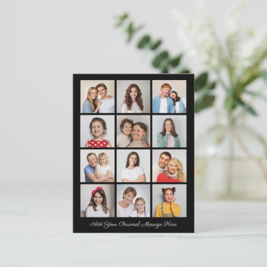 Creëer Uw eigen 12-fotocollage voegt uw groet toe Briefkaart (Staand voorkant)