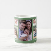 Creëer Uw Eigen 13 Familie Foto Collage Sage Green Koffiemok (Center)