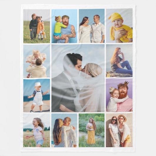 Creëer Uw eigen 13 fotocollage Fleece Deken (Voorkant)