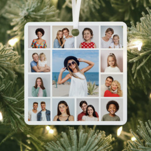 Creëer Uw eigen 13 fotocollage Metalen Ornament