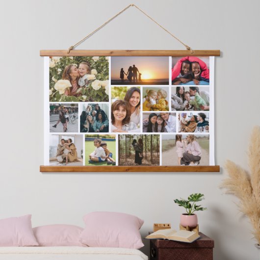 Creëer Uw eigen 14 fotocollage fotoblok Hangend Wandkleed (Slaapkamer)