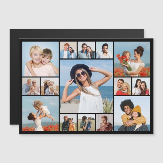 Creëer Uw eigen 15-fotocollage-magneetkaart (Voorkant / Achterkant)
