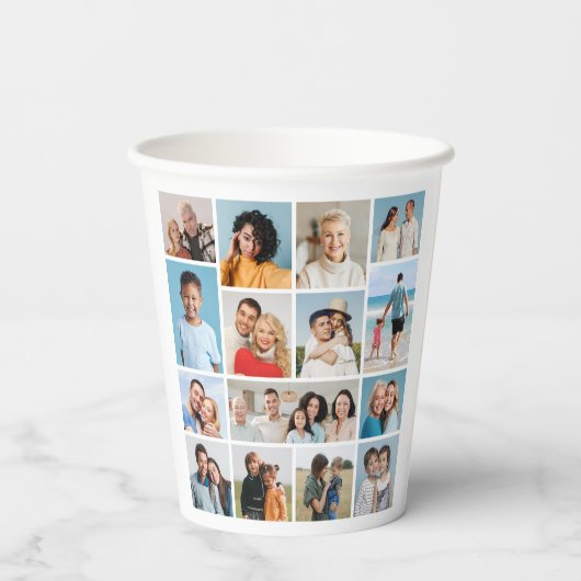 Creëer Uw eigen 15 fotocollage Papieren Bekers (Achterkant)