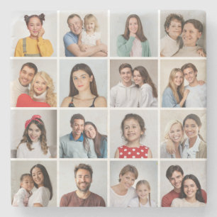 Creëer Uw eigen 16 Fotocollage Stenen Onderzetter