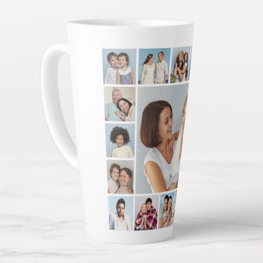 Creëer Uw eigen 17 fotocollage Latte Mok (Linkerhoek)