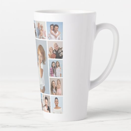 Creëer Uw eigen 17 fotocollage Latte Mok (Rechts)