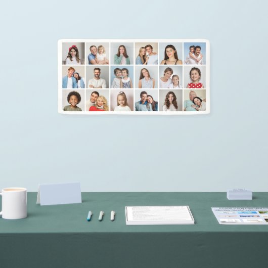 Creëer Uw eigen 18 Foto-Collage bewerkbare kleur Spandoek (Beurs)