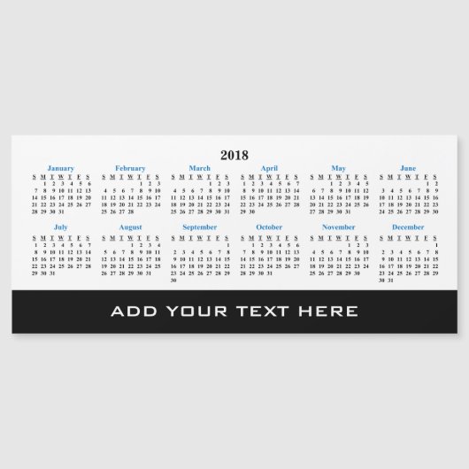 Creëer Uw eigen 2018 aangepaste kalender-magneetka (Voorkant)