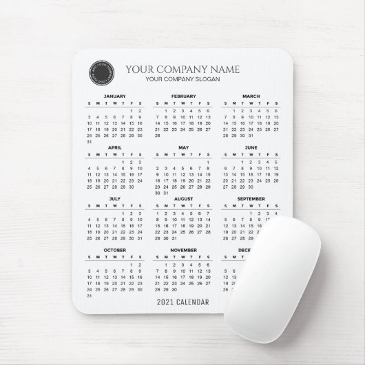 Creëer Uw eigen 2021-bedrijfkalender | Mousepad Muismat (Met muis)