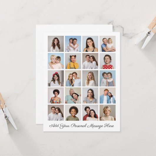 Creëer Uw eigen 20 fotocollage Uw groet toevoegen Kaart (Voorkant / Achterkant in situ)