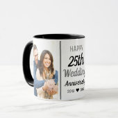 Creëer uw eigen 2 foto 25e bruiloft Jubileum Mok (Voorkant links)