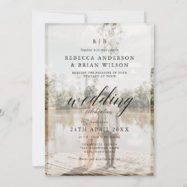 Creëer Uw Eigen 2 Foto Chique Kalligrafie Bruiloft Kaart