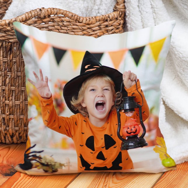 Creëer Uw eigen 2 foto Halloween kind kleinkind Kussen (2-photo Halloween Pillow for parents, grandparents, aunts, uncles...)