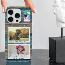 Creëer Uw eigen 3 fotocollage blauw grijs iPhone 15 Pro Hoesje