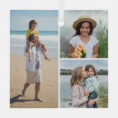 Creëer Uw eigen 3 Fotocollage Glas Ornament (Achterkant)