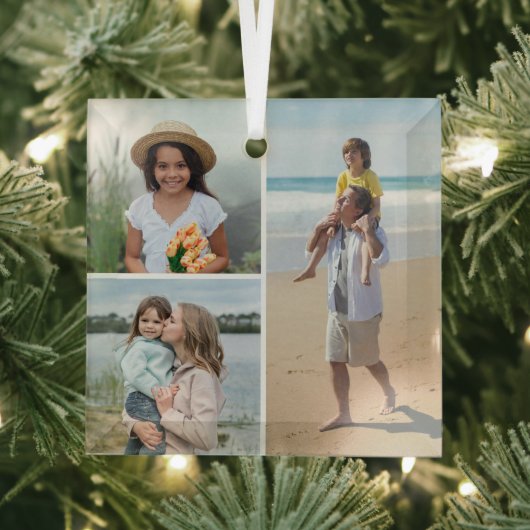Creëer Uw eigen 3 Fotocollage Glas Ornament (Insitu)