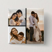 Creëer Uw eigen 3 Fotocollage Vierkante Button 5,1 Cm (Voorkant)