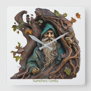 Creëer Uw eigen 3D Faux Bois Carved Tree Wizard Vierkante Klok