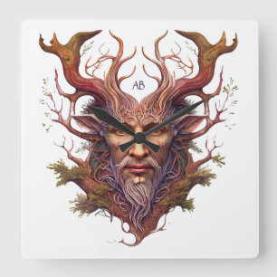 Creëer Uw Eigen 3D Faux Bois Gesneden Houten Faun Vierkante Klok