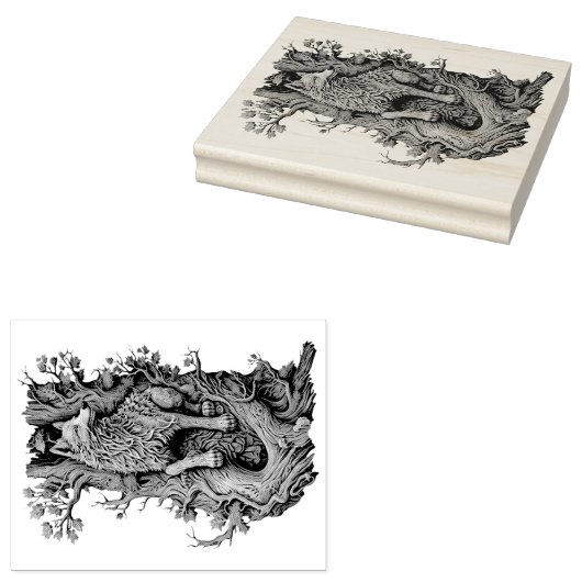 Creëer Uw Eigen 3D Faux Bois Gesneden Houten Wolf Rubberstempel (Gestempeld)