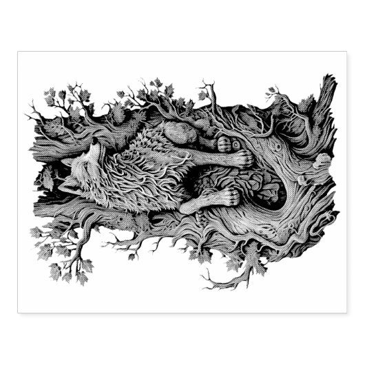 Creëer Uw Eigen 3D Faux Bois Gesneden Houten Wolf Rubberstempel (Afrduk)