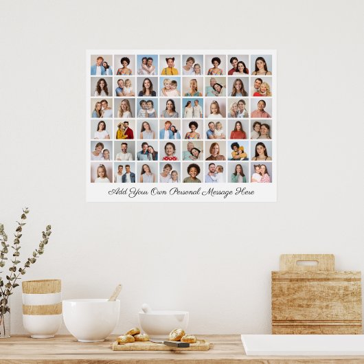 Creëer Uw eigen 48 fotocollage Uw groet toevoegen Poster (Keuken)