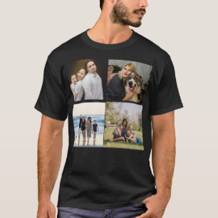 Creëer Uw Eigen 4 Familie Foto Collage Custom T-shirt