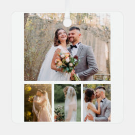 Creëer Uw eigen 4 foto bruiloft collage Metalen Ornament