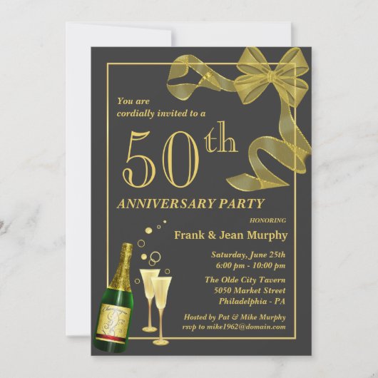 Creëer uw eigen 50e JUBILEUM feestelijke uitnodigi Kaart (Voorkant)