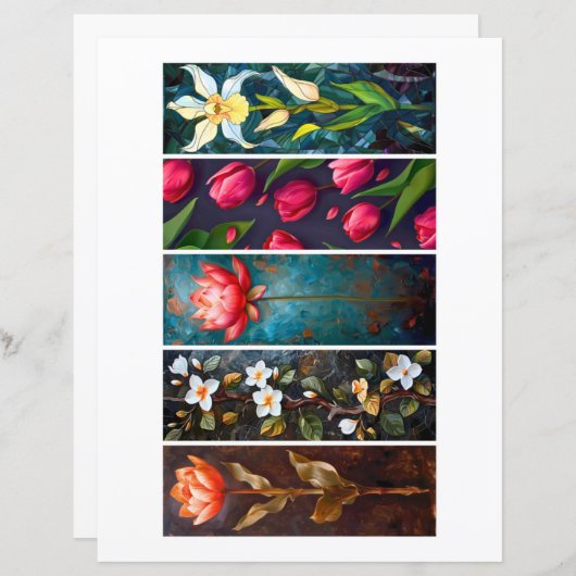 Creëer Uw eigen 5  bloemige Bladwijzer (Voorkant / Achterkant)