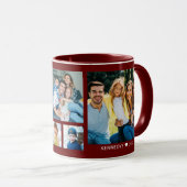 Creëer Uw Eigen 5 Familie Foto Collage Bourgondië Mok (Voorkant rechts)